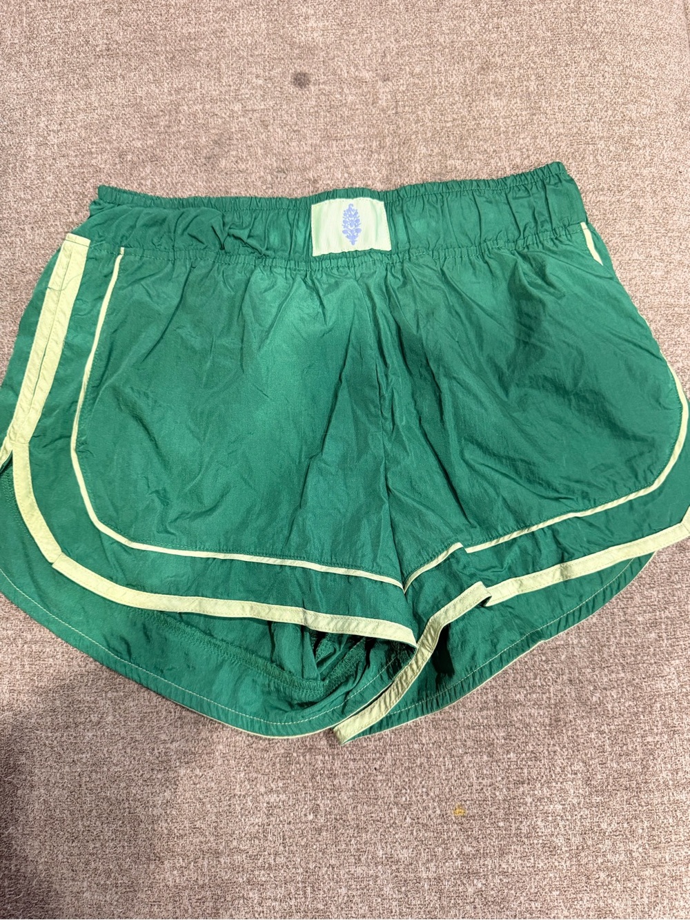 FP Movement by Free People Emerald Green Running Shorts with Lime Trim
